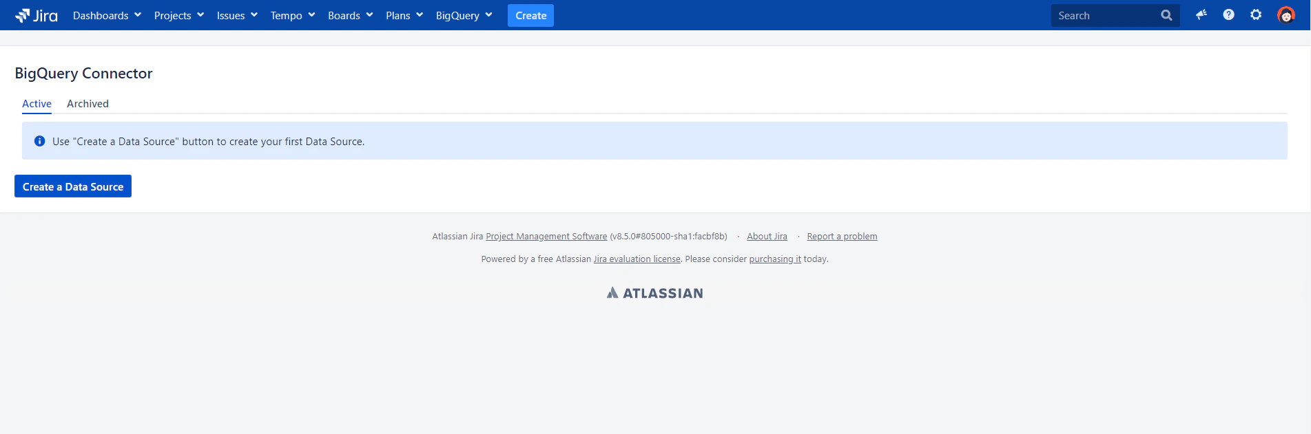 screenshot of BigQuery Connector for Jira